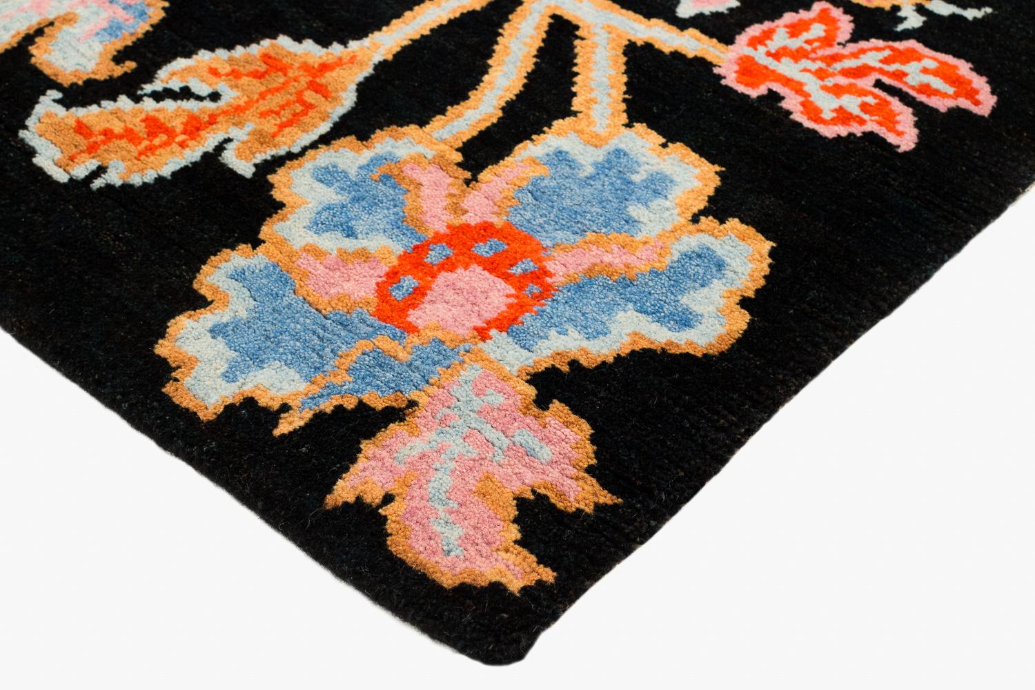 black and orange rug