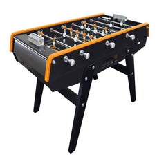 Black and Orange Beechwood Foosball Table with Aluminium Handles, Made in France