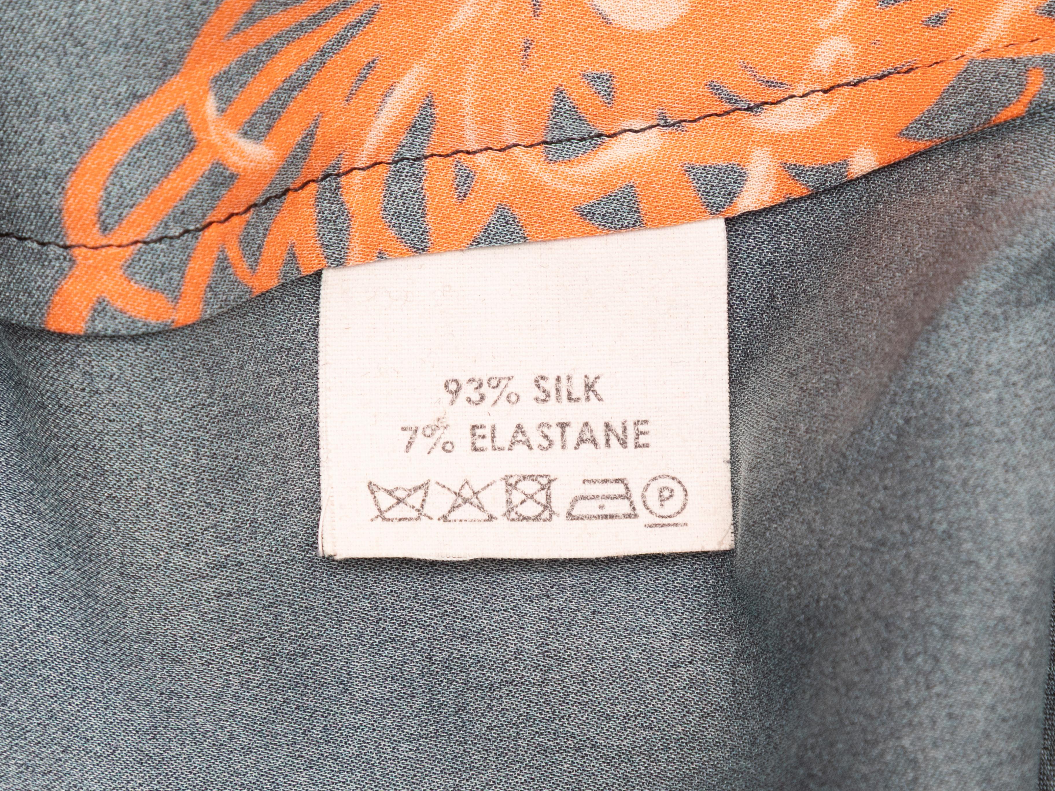 Vestido con hombros fríos y estampado floral de seda negro y naranja Dries van Noten Talla EU 40 en venta 2