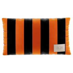 Black Orange Rectangle, Modern Velvet Cushion