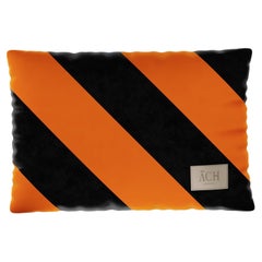 Black Orange Rectangule, Modern Velvet Cushion with an Eye-Catching Pattern
