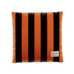 Black Orange Square Pillow, Modern Velvet Cushion with Playful and Zingy Pattern