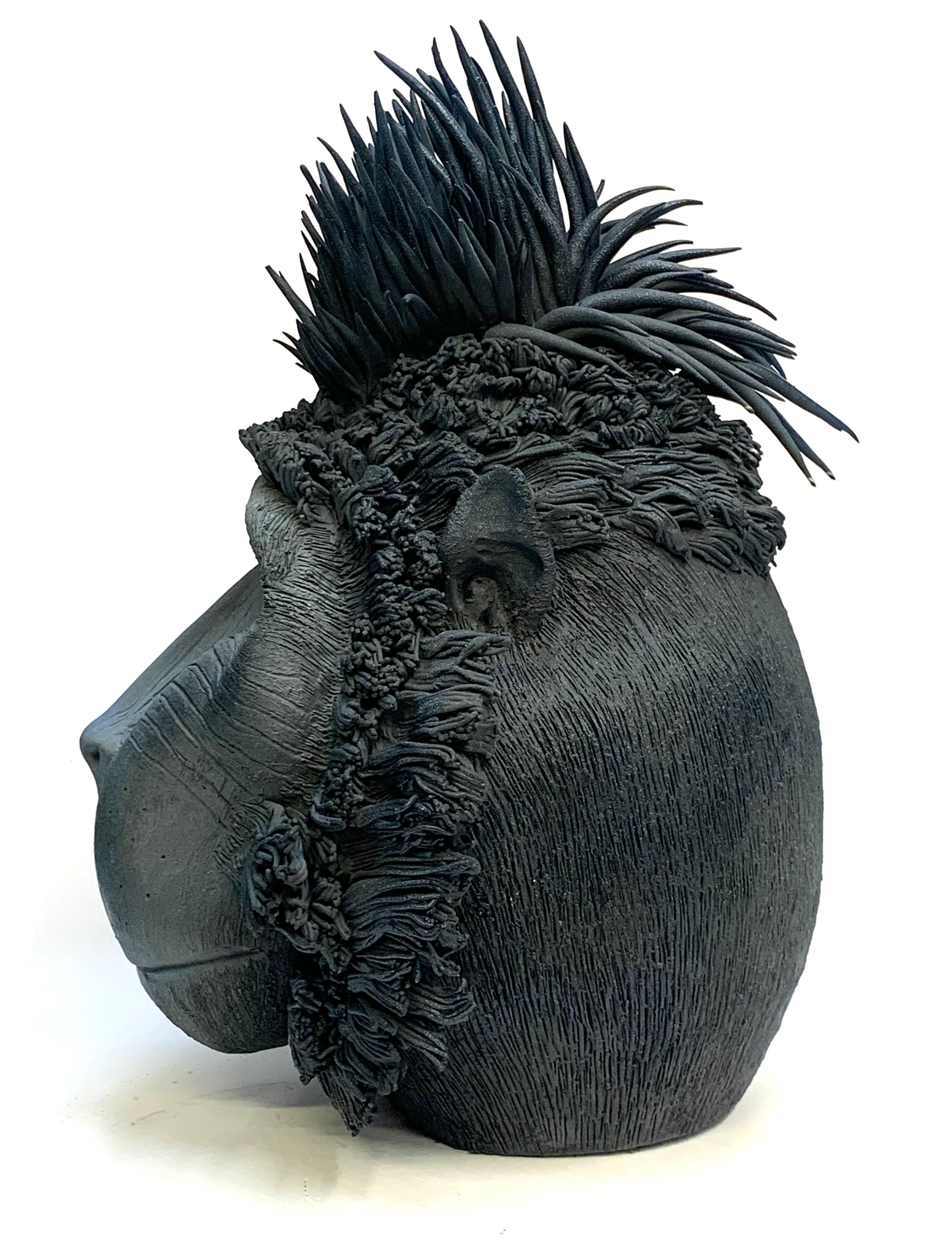 Modern Black Orangutan, Ceramic Centerpiece, Handmade Design in Italy, 2021 For Sale