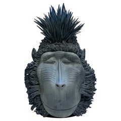 Orangutan nero, centrotavola in ceramica, design fatto a mano in Italia, 2021