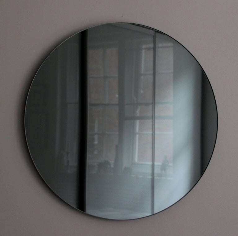 Black Tinted Orbis Round Mirror Frameless Diam. 100cm / 39.4" For