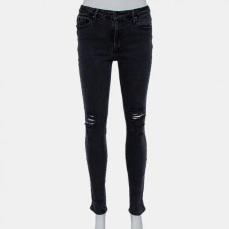 Black Orchid Black Denim Distressed Skinny Jude Jeans M For Sale 6