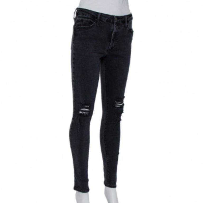 Black Orchid Black Denim Distressed Skinny Jude Jeans M For Sale 3