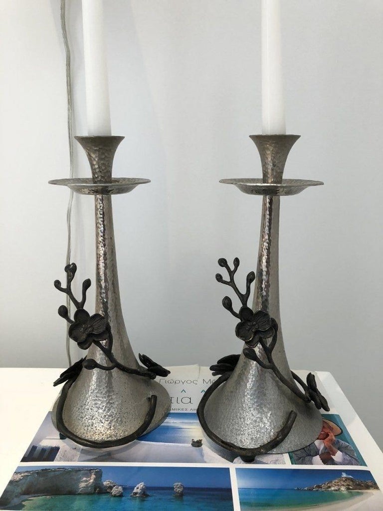 Black Orchid Candlestick Holders by Michael Aram For Sale at 1stDibs