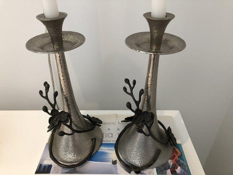 Black Orchid Candlestick Holders by Michael Aram For Sale at 1stDibs