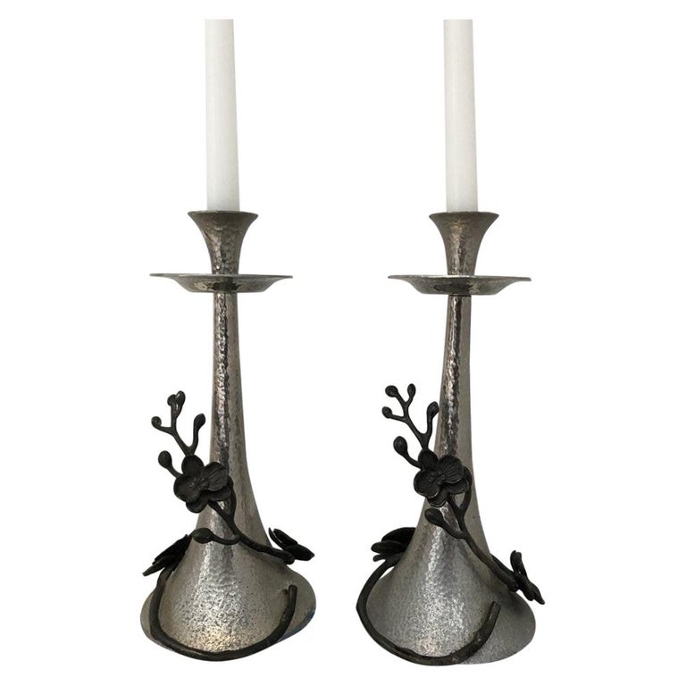 Black Orchid Candlestick Holders by Michael Aram For Sale at 1stDibs