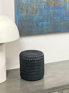 Black Organic Modern Reclaimed Wood Carved Box