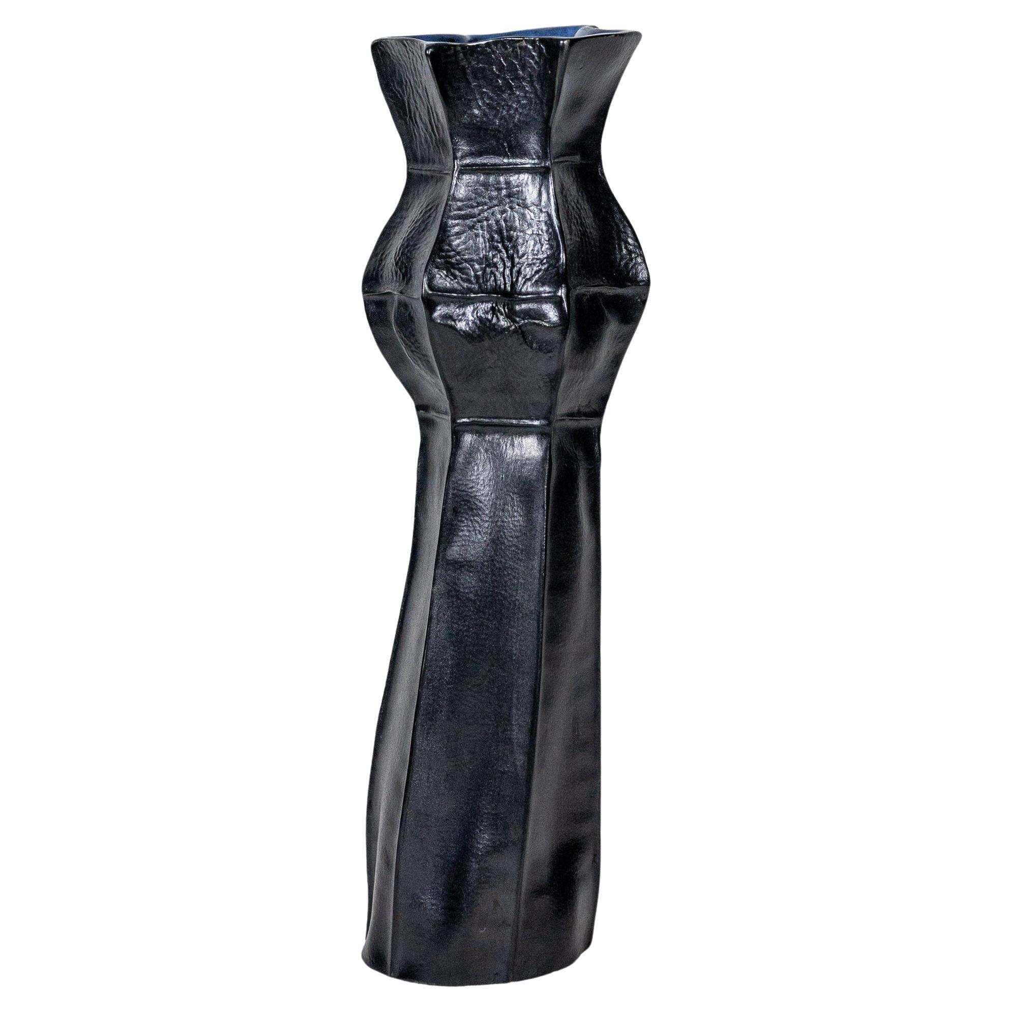 Black Organic Vase, Ceramic, Kawa Vase #6, Porcelain, In-stock, Handmade