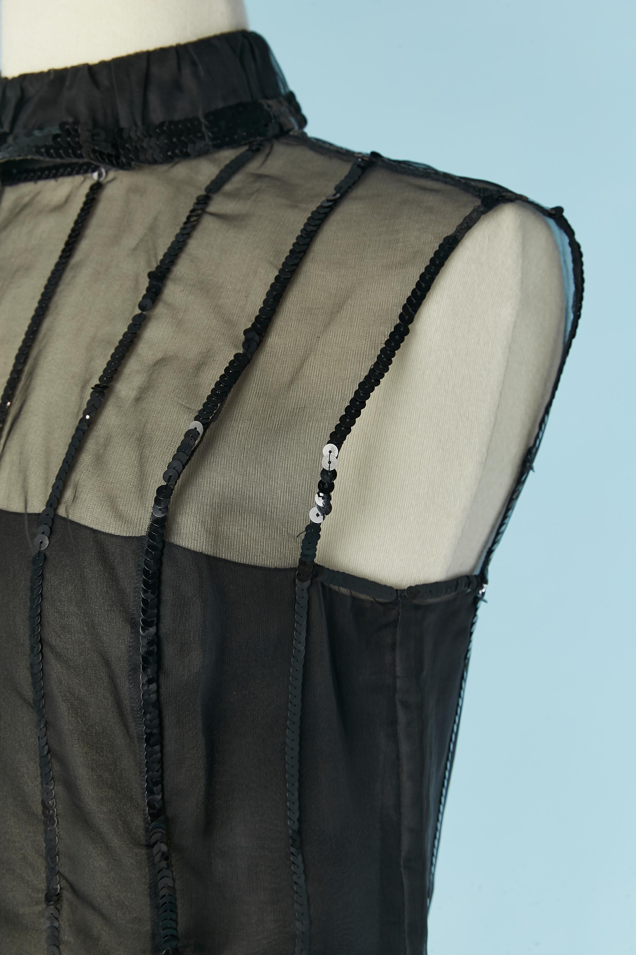 Black organza sleeveless top with sequin embellishment CHANEL For Sale 1