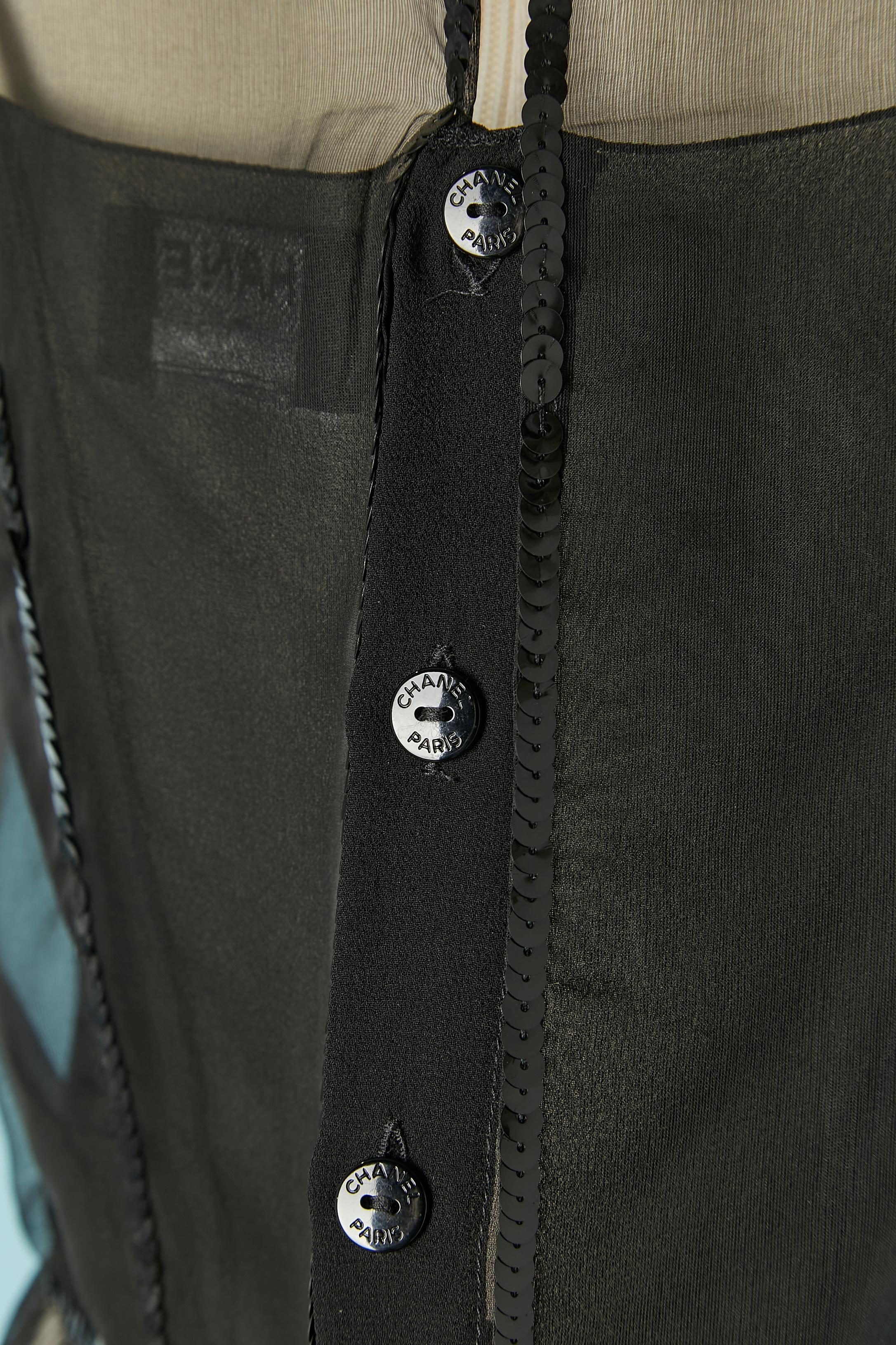 Black organza sleeveless top with sequin embellishment CHANEL For Sale 4