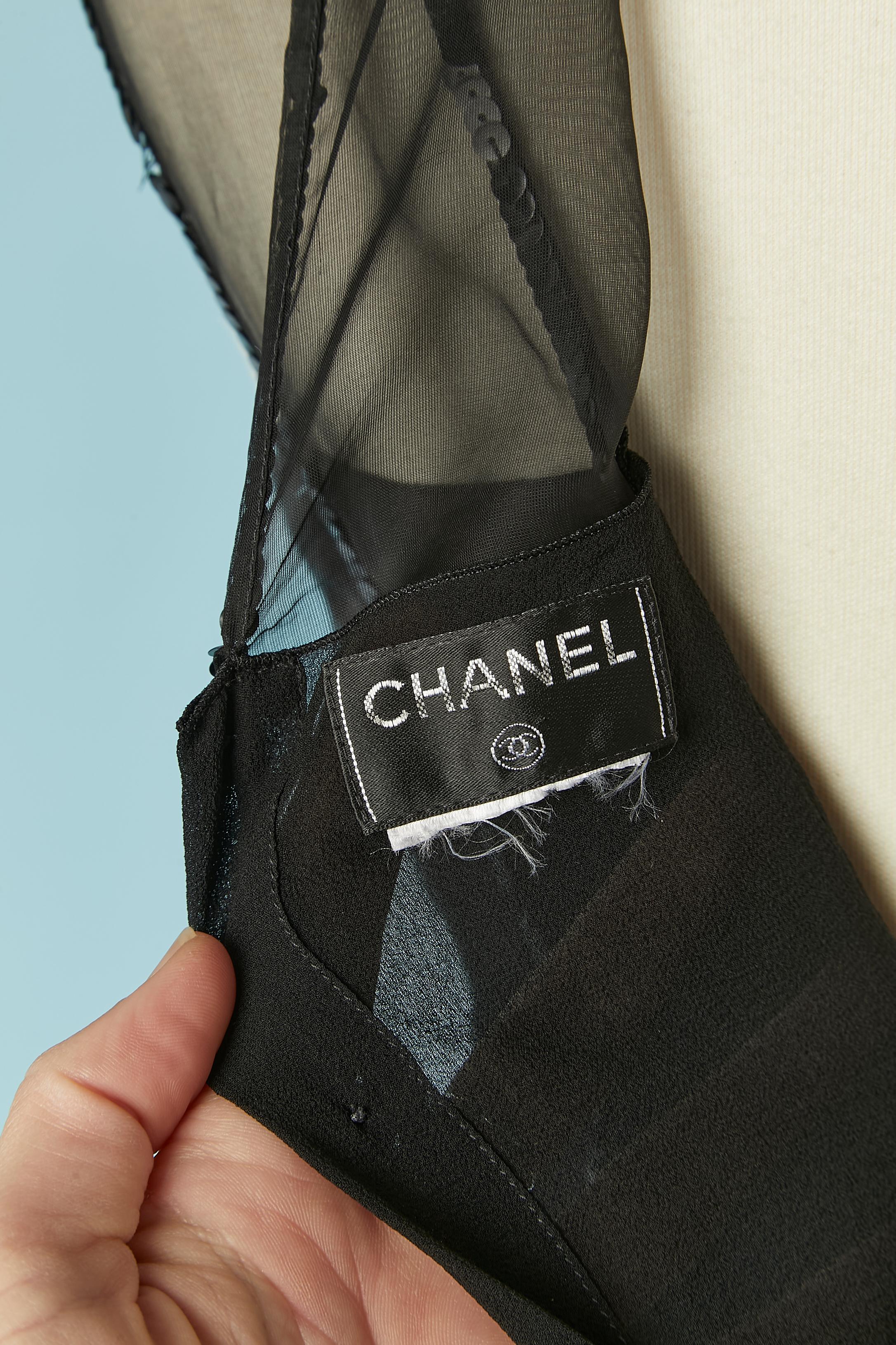 Black organza sleeveless top with sequin embellishment CHANEL For Sale 5