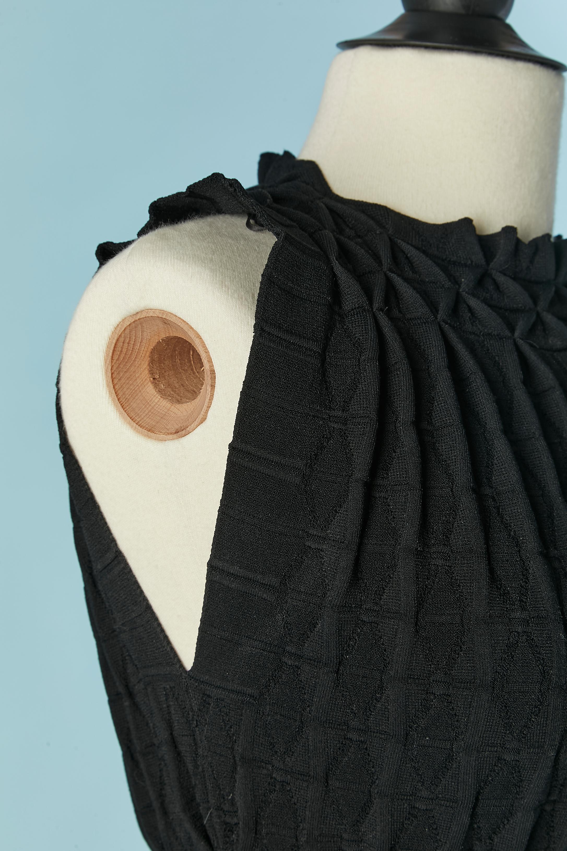 Nero Origami jacquard  abito da cocktail senza maniche ALAIA in vendita 1