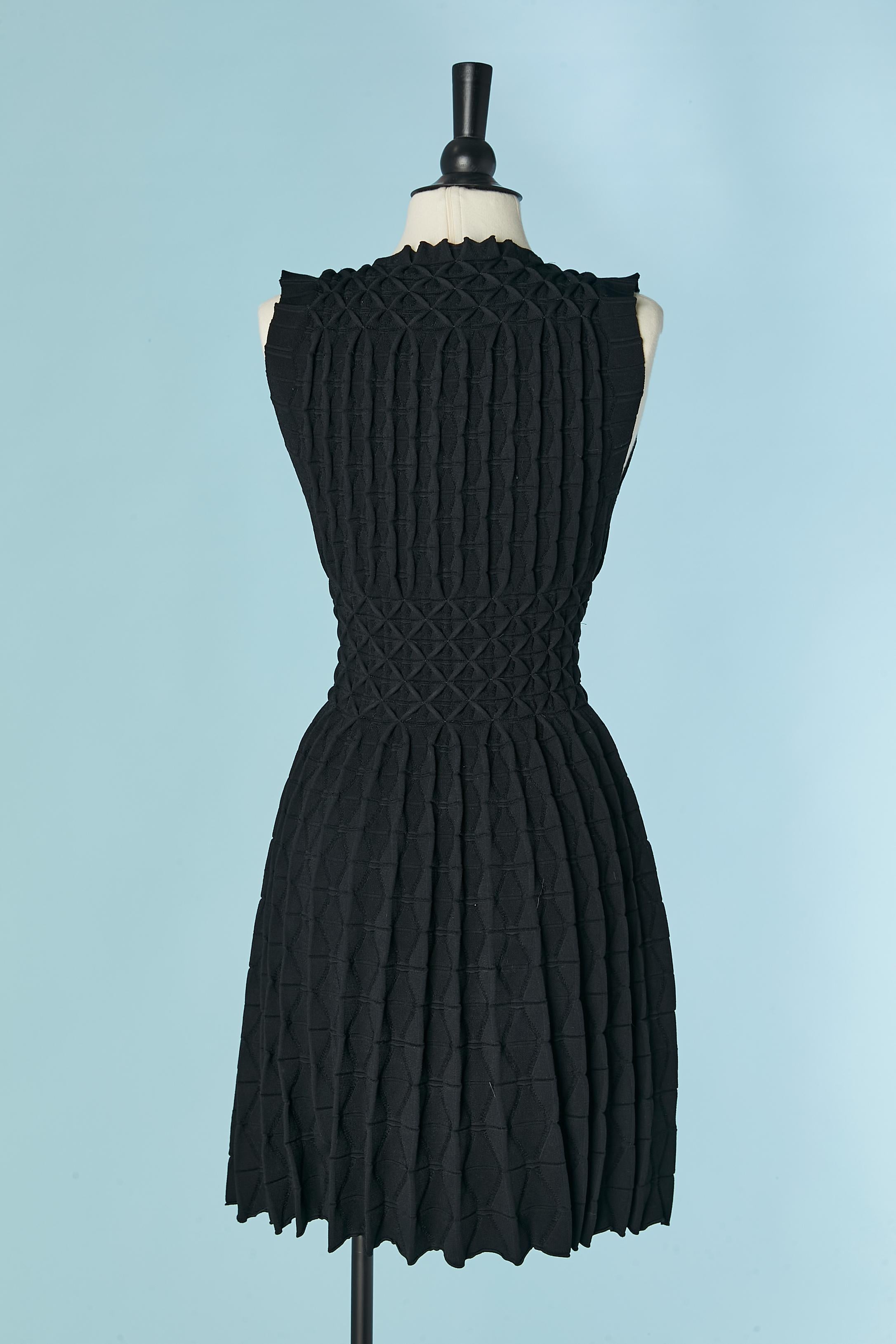 Nero Origami jacquard  abito da cocktail senza maniche ALAIA in vendita 3