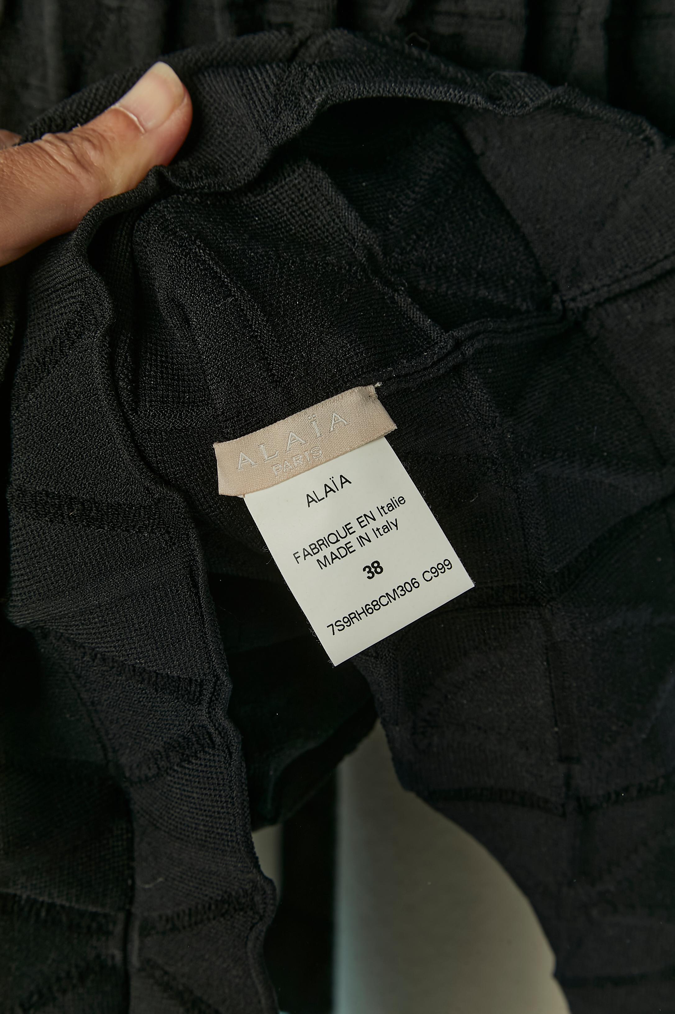 Nero Origami jacquard  abito da cocktail senza maniche ALAIA in vendita 4