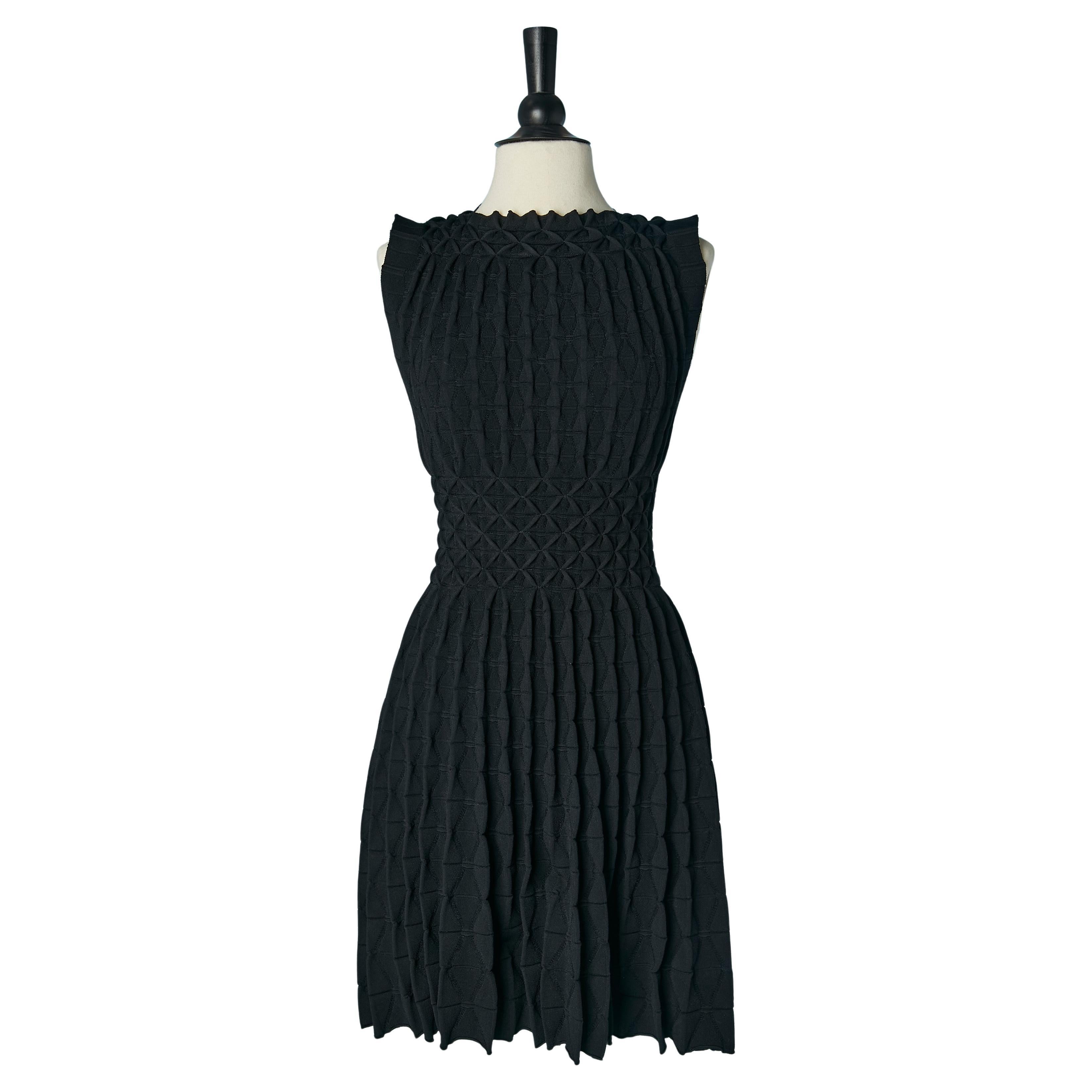 Nero Origami jacquard  abito da cocktail senza maniche ALAIA in vendita