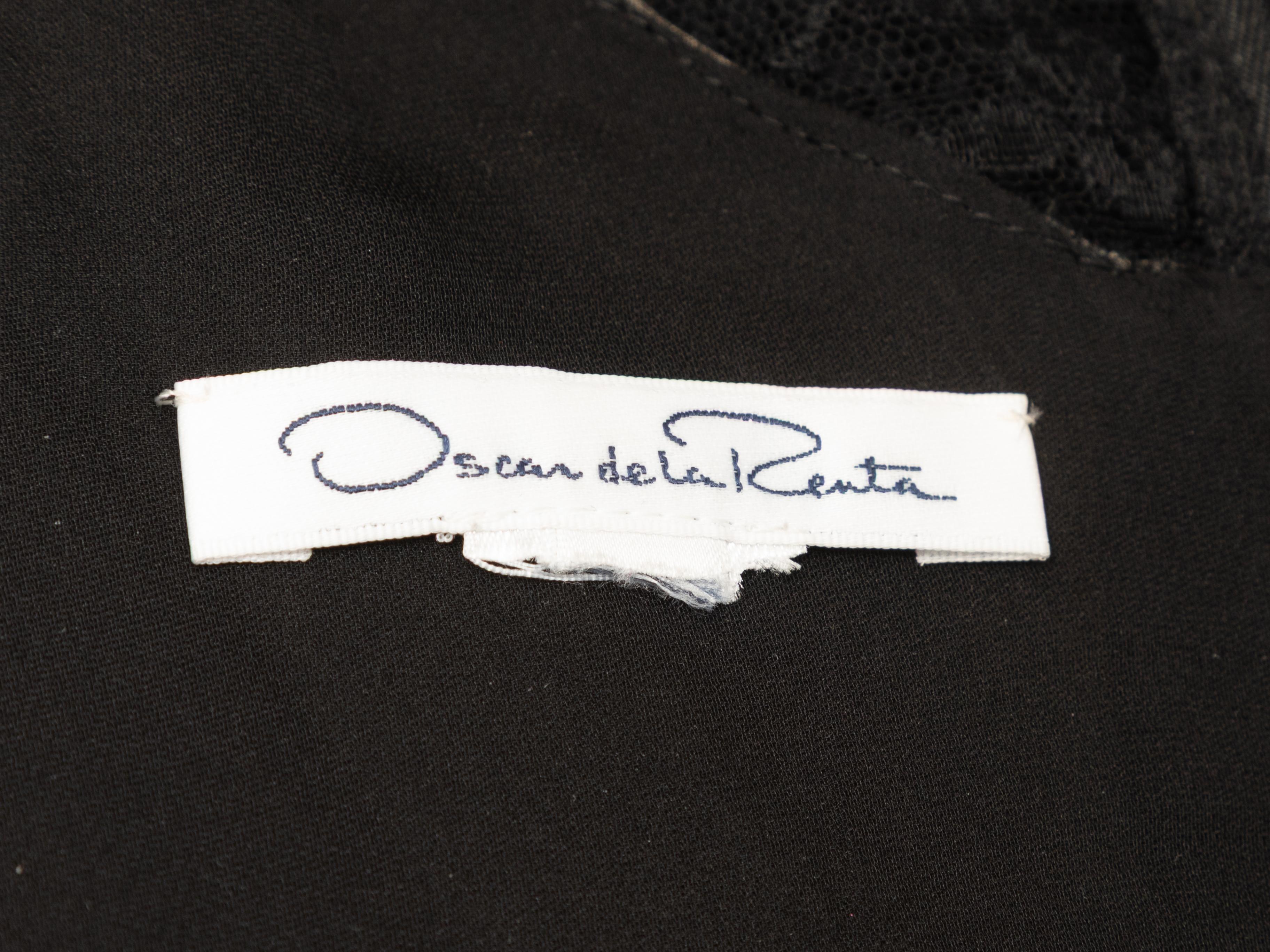 De las mujeres Vestido superpuesto de encaje de manga larga negro Oscar De La Renta Talla US M en venta