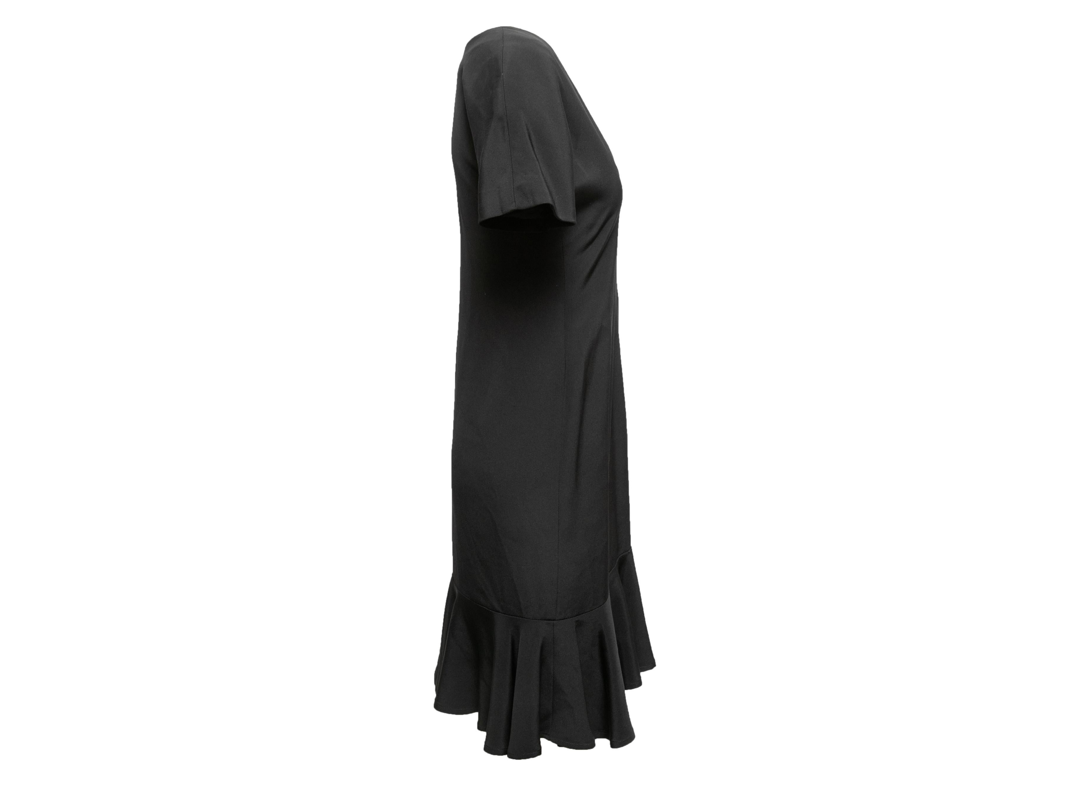Black Oscar de la Renta Short Sleeve Dress Size US M In Good Condition For Sale In New York, NY