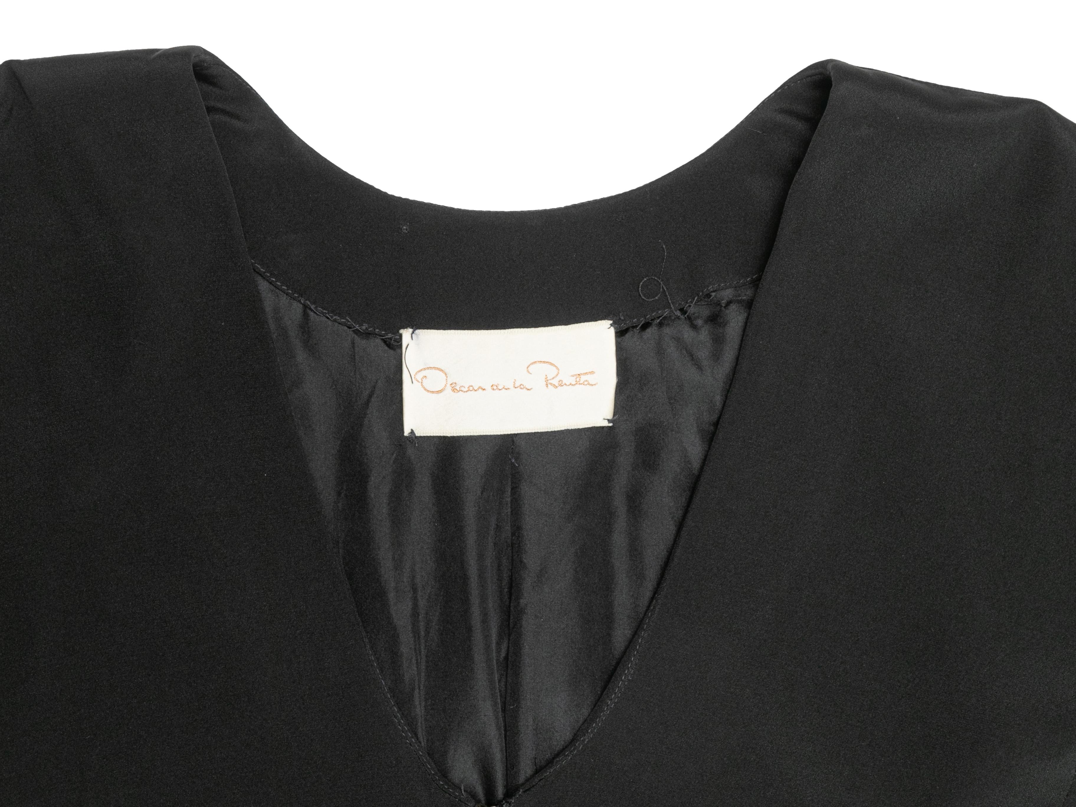 Schwarzes Oscar de la Renta Kurzarm-Kleid mit kurzen Ärmeln Größe US M Damen im Angebot