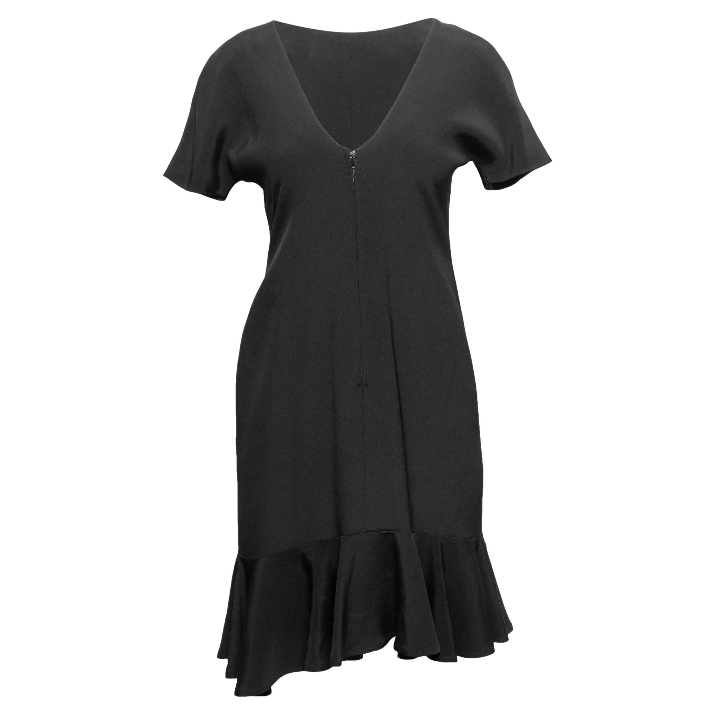 Schwarzes Oscar de la Renta Kurzarm-Kleid mit kurzen Ärmeln Größe US M im Angebot