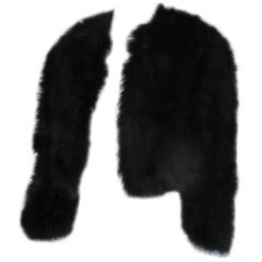 Used Black Ostrich Feather Fur Bolero Jacket