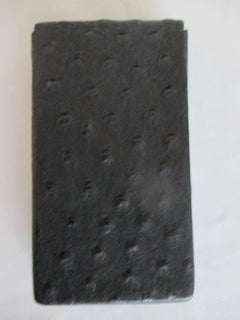 Black Ostrich Leather three division cigar case