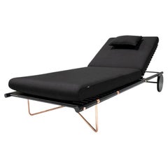 Black Outdoor Sunbed with Black Stainless Steel legs and Copper Details