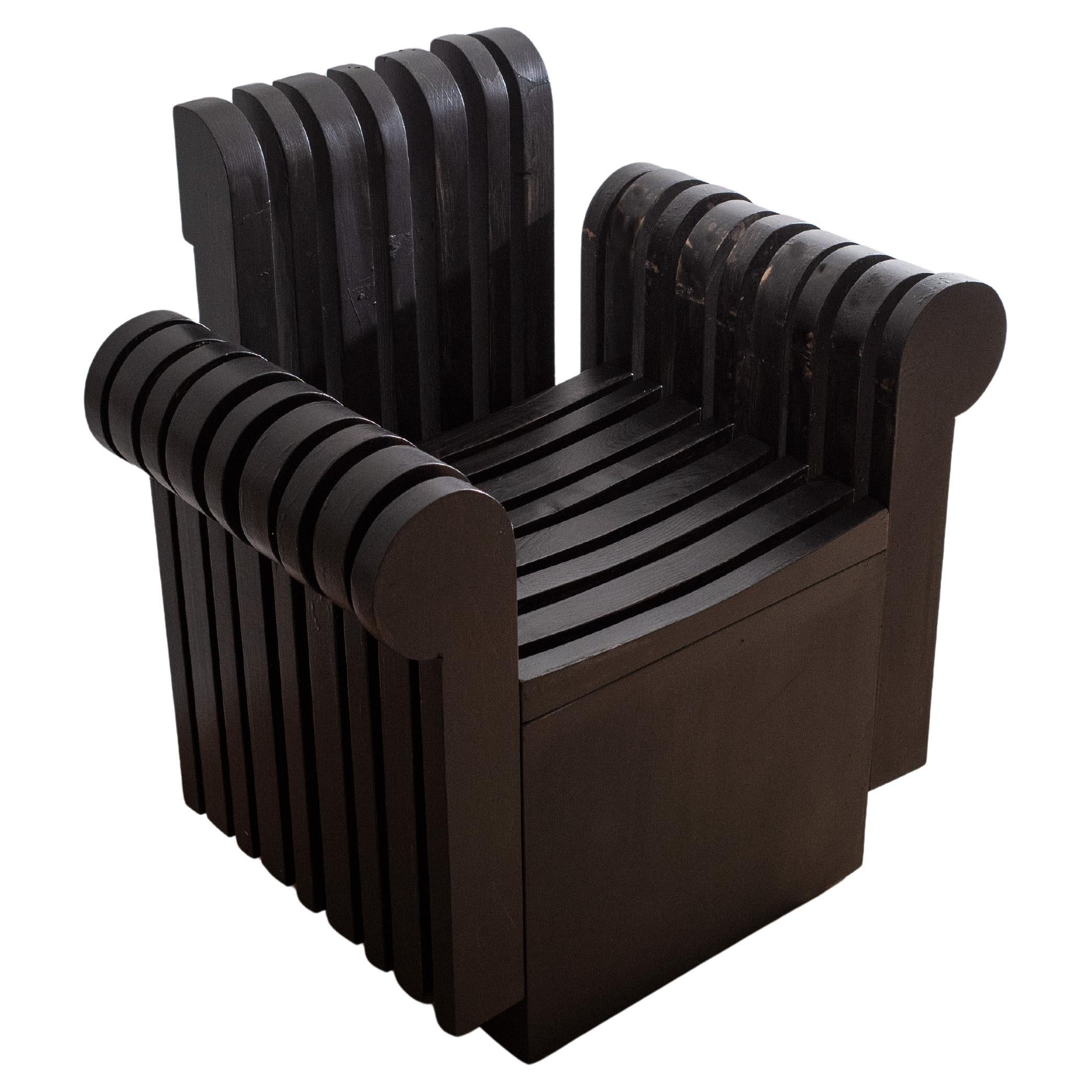 Black Outis Pine Wood Armchair by Baka Studio For Sale