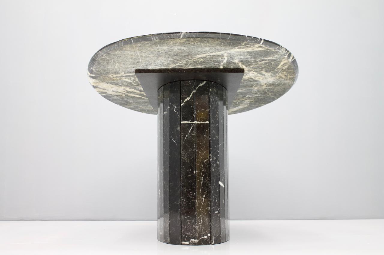 Black Oval Marble Dining Table, Italy, 1970s 1
