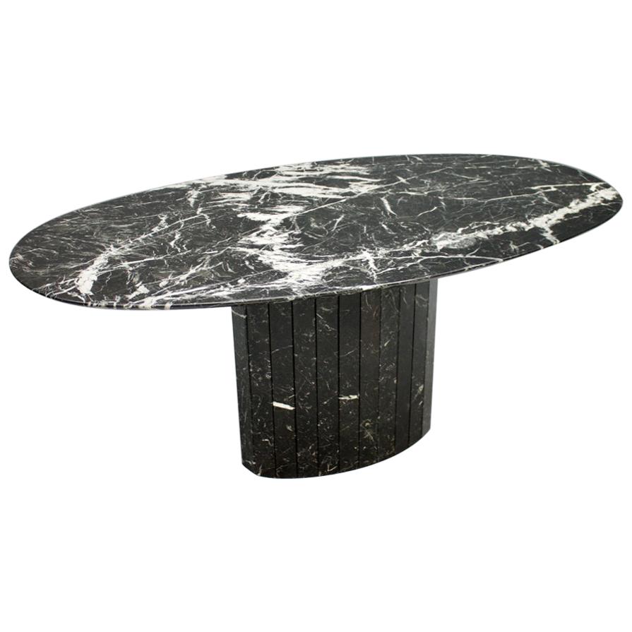 Black Oval Marble Dining Table, Italy, 1970s