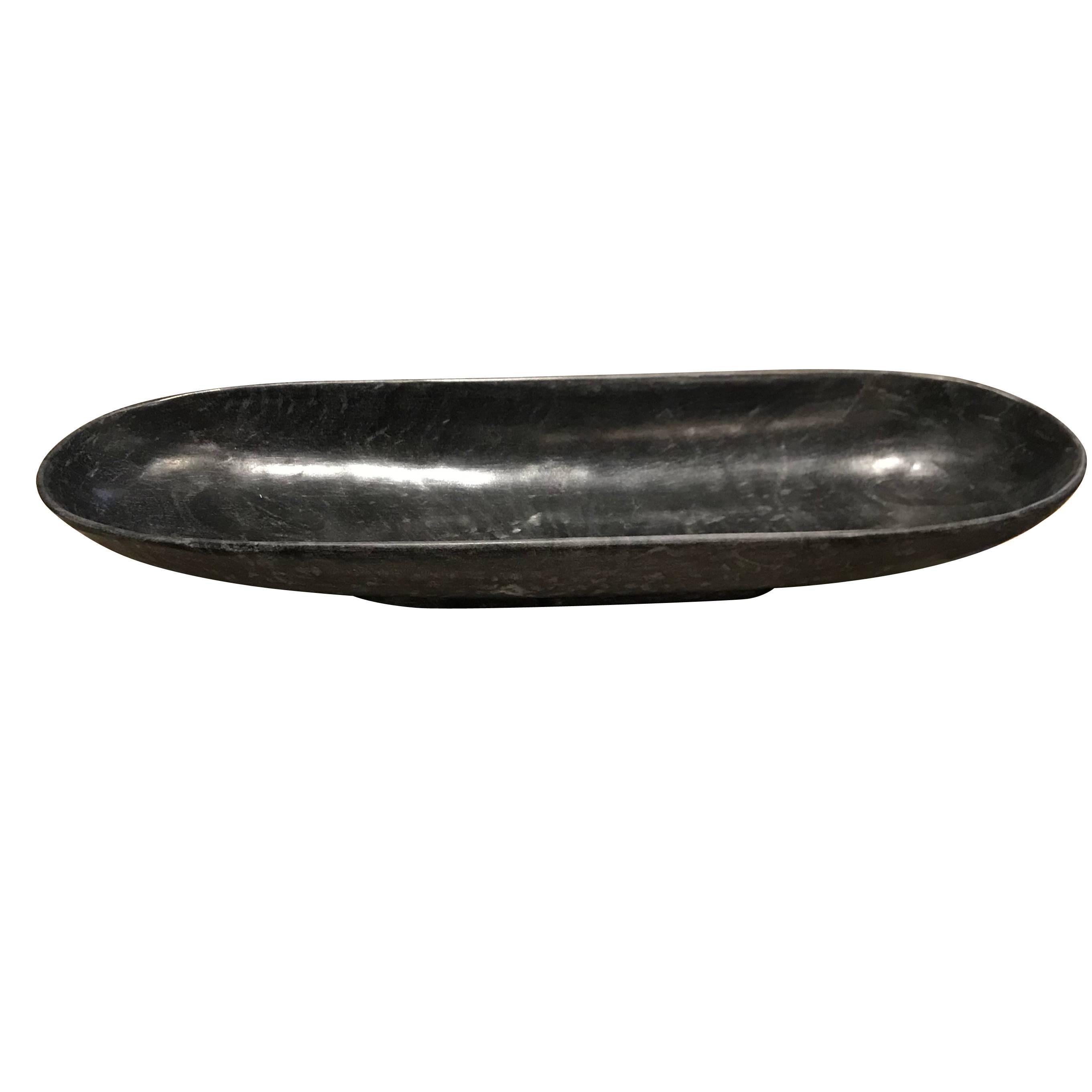 Black Oval Marble Tray, China, Contemporary