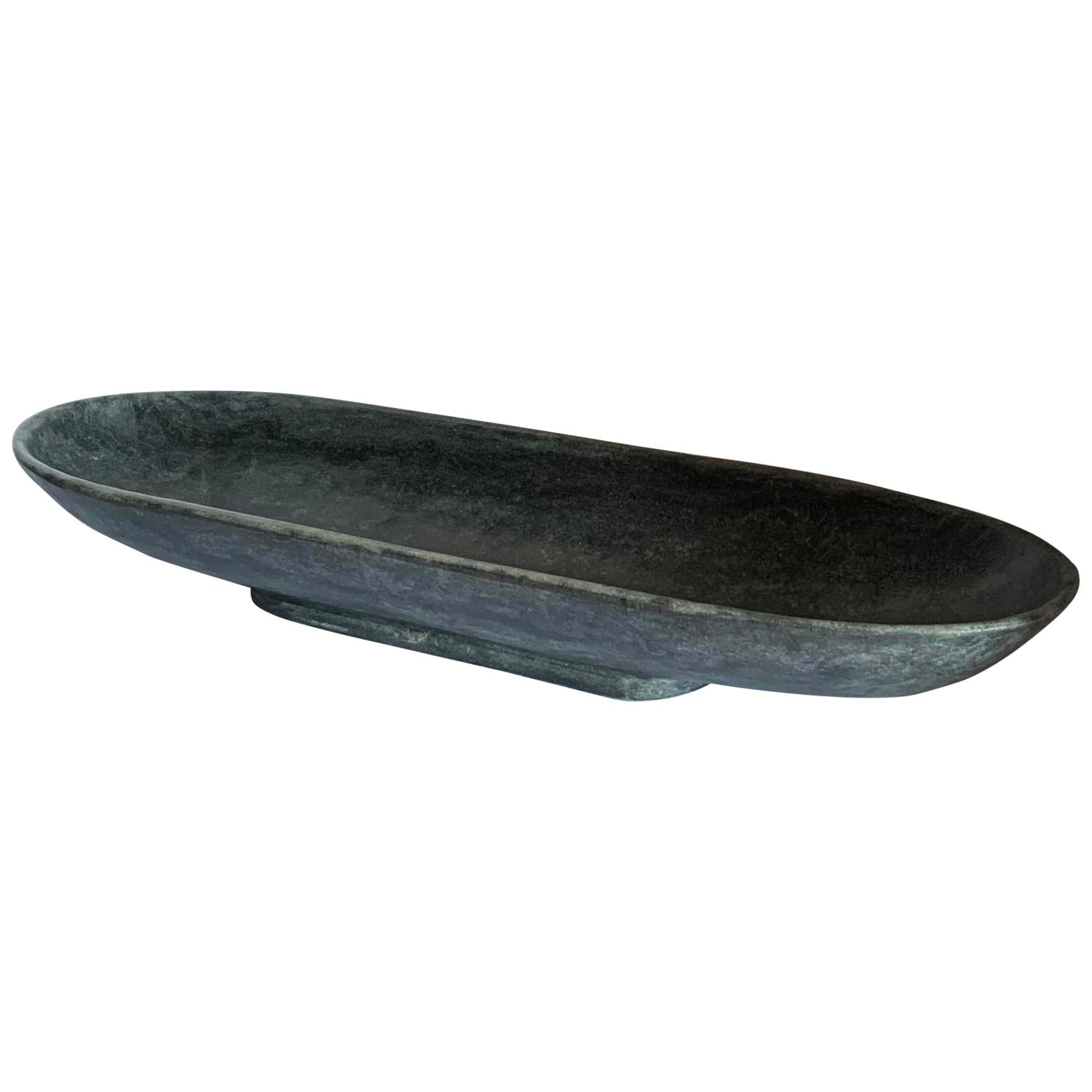 Black Oval Marble Tray, China, Contemporary For Sale