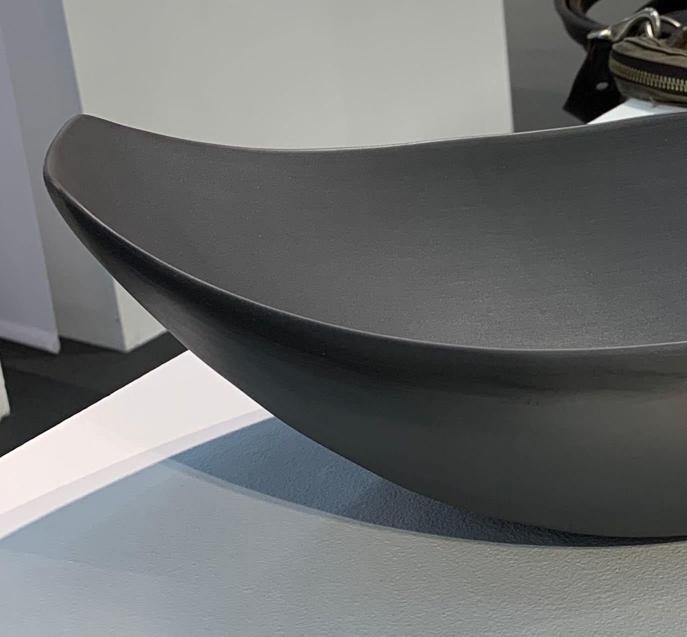 Black Oval Shaped Fine Ceramic Bowl, Italy, Contemporary 1