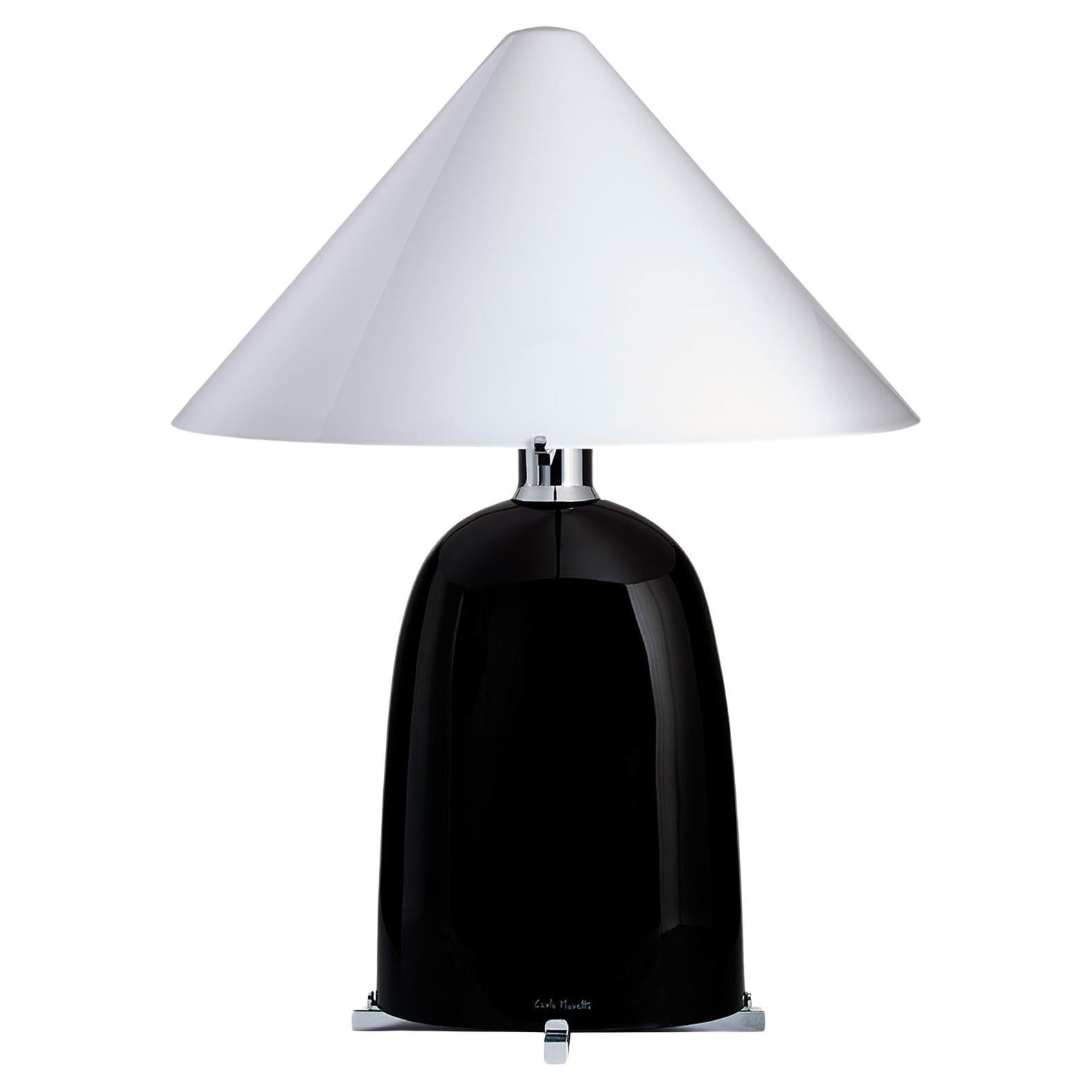 Schwarze ovale Tischlampe von Carlo Moretti, schwarz im Angebot