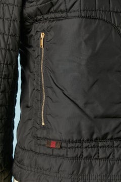 Black padded and topstitched anorak with leather details Gucci