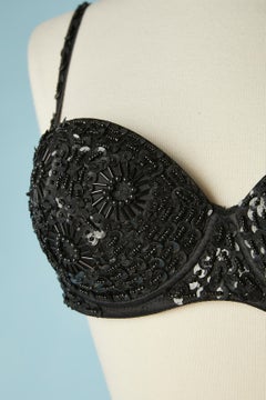 Black padded and underwired bra with sequin and beads Roberto Cavalli NEW