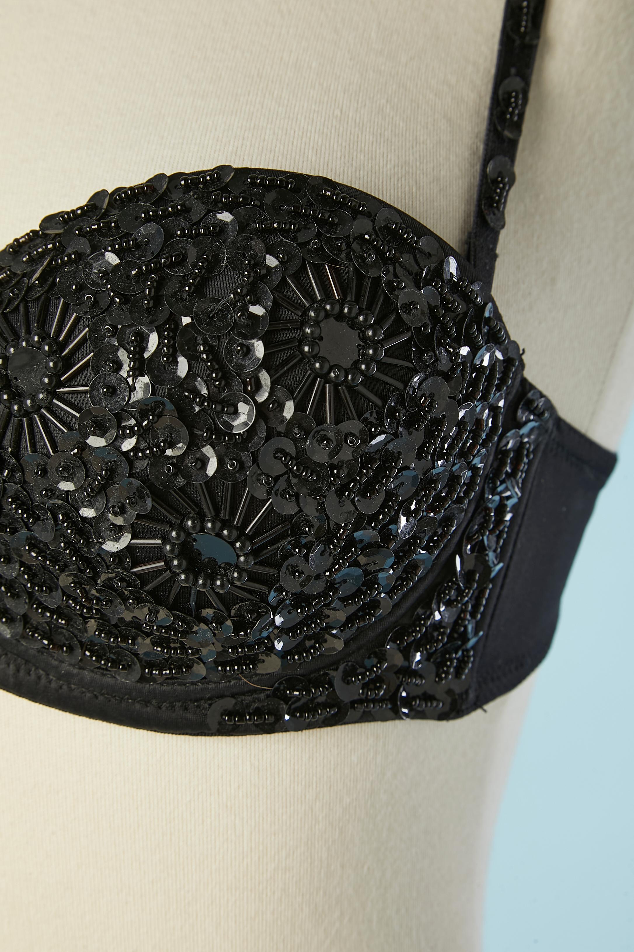 Beige Black padded and underwired bra with sequin and beads Roberto Cavalli NEW  For Sale