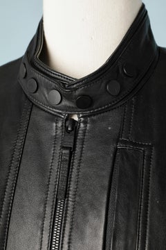 Black padded leather jacket with zip Jitrois Men NEW