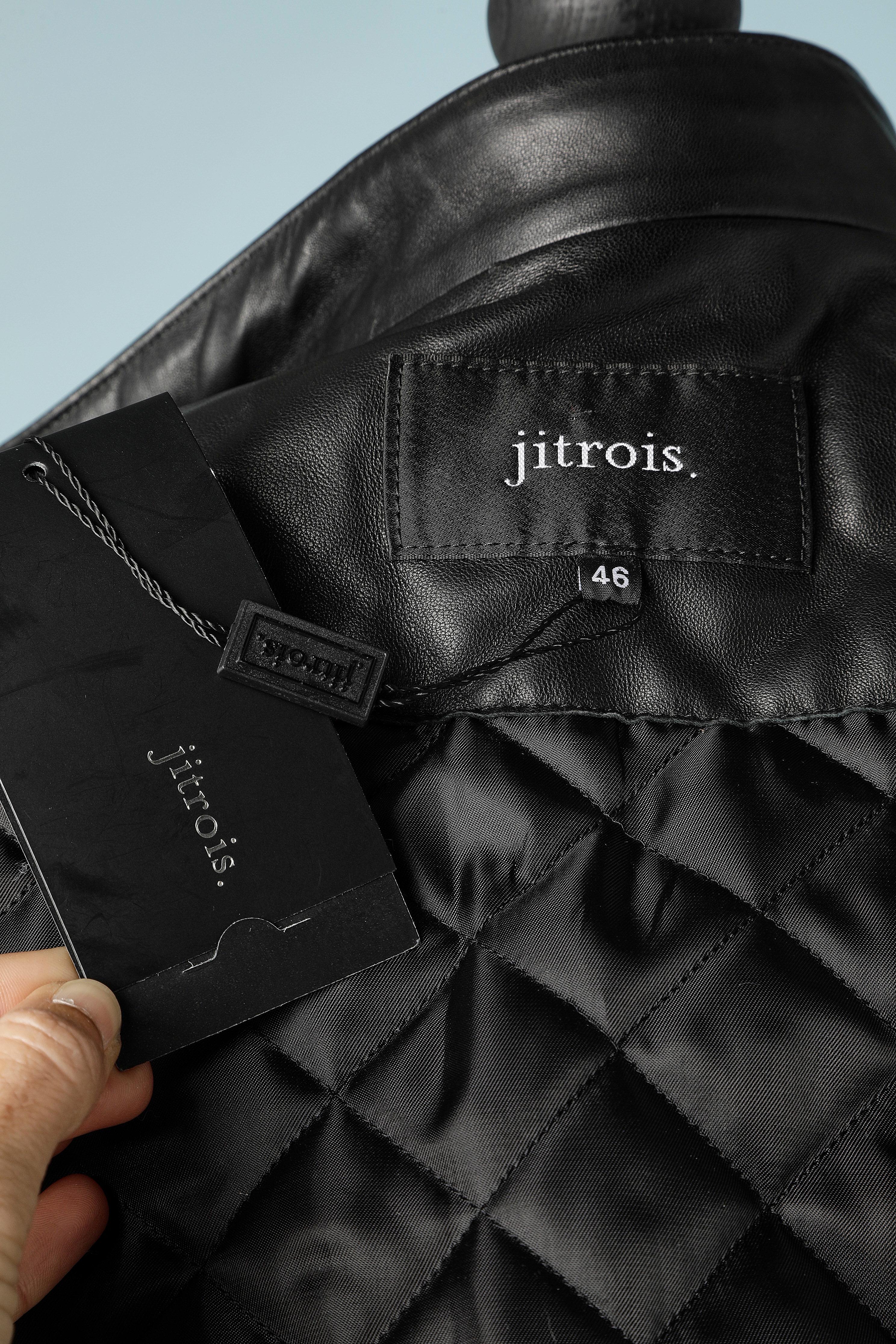 Black padded leather jacket with zip Jitrois Men NEW  For Sale 6