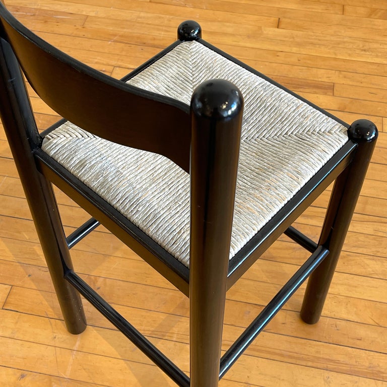 Black Padova Counter Stools w Rush Seats, Manner of Hank Lowenstein 2 ...