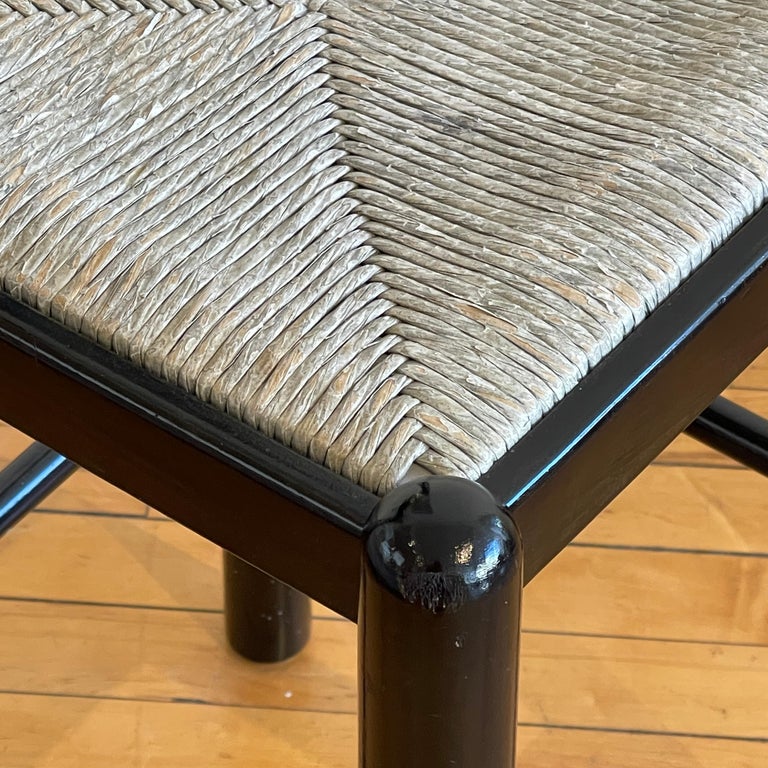 Black Padova Counter Stools w Rush Seats, Manner of Hank Lowenstein 2 ...
