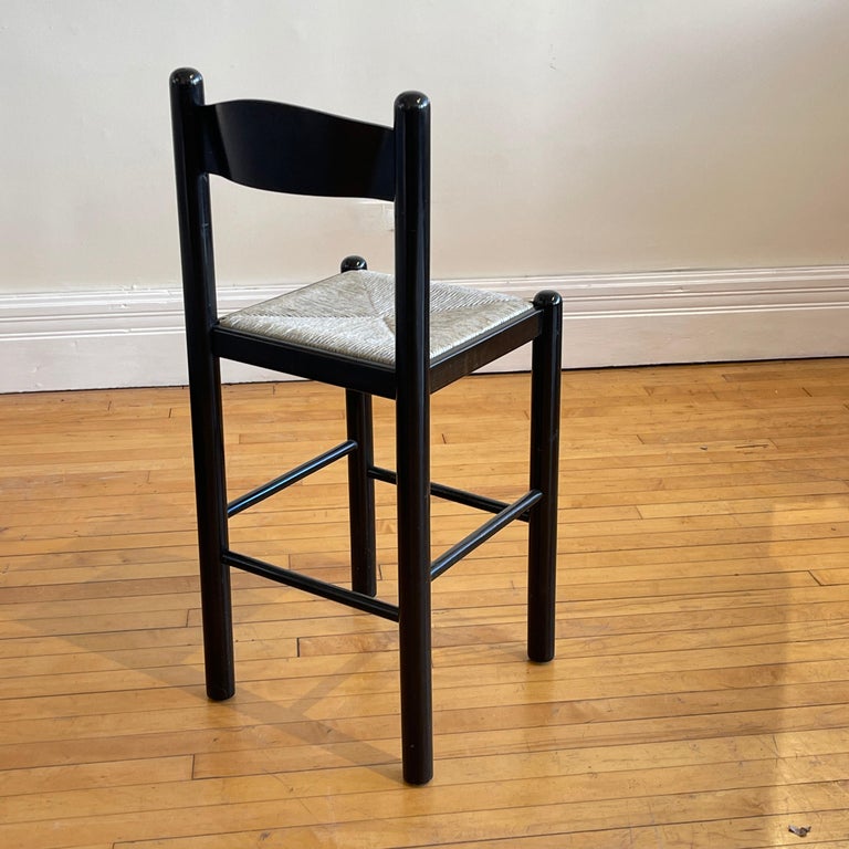 Black Padova Counter Stools w Rush Seats, Manner of Hank Lowenstein 2 ...