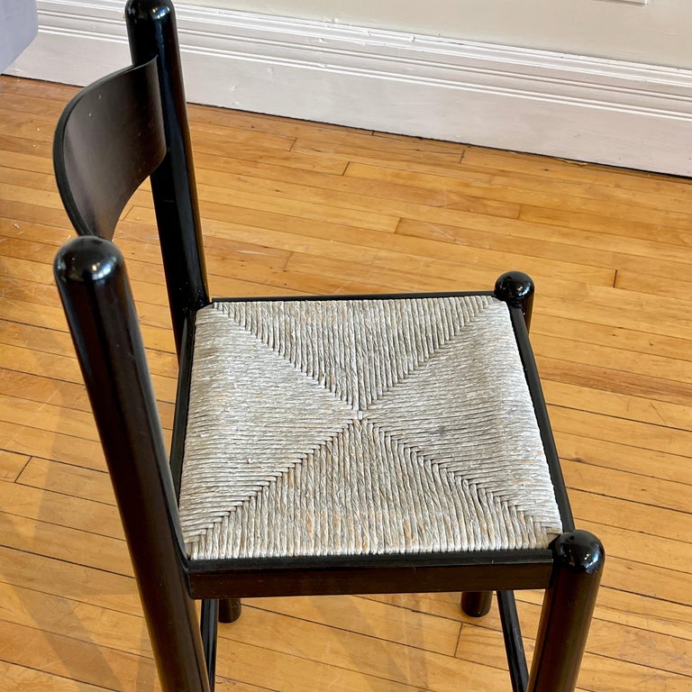 Black Padova Counter Stools w Rush Seats, Manner of Hank Lowenstein 2 ...