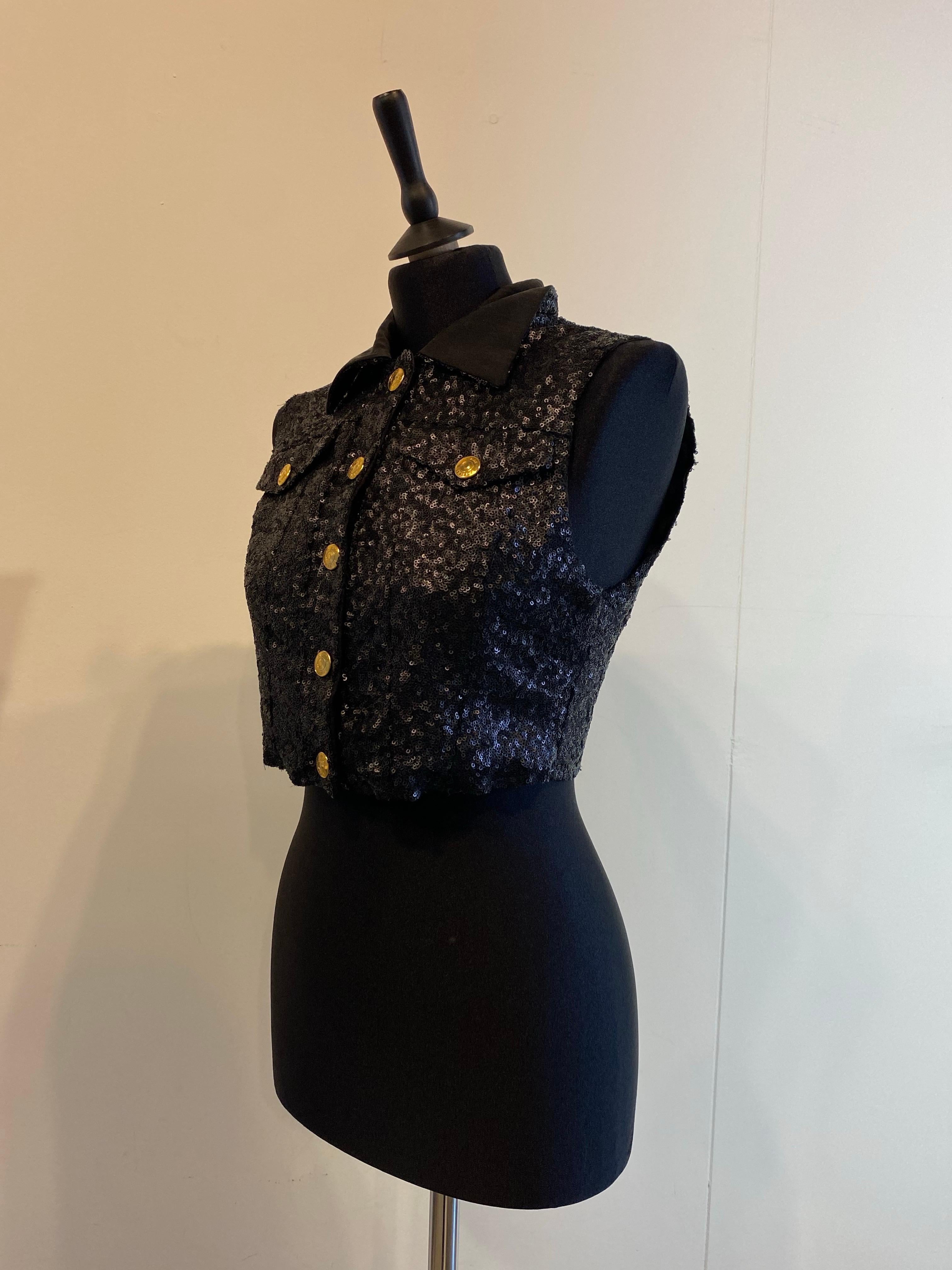 Black paillettes Pierre Balmain veste For Sale 6