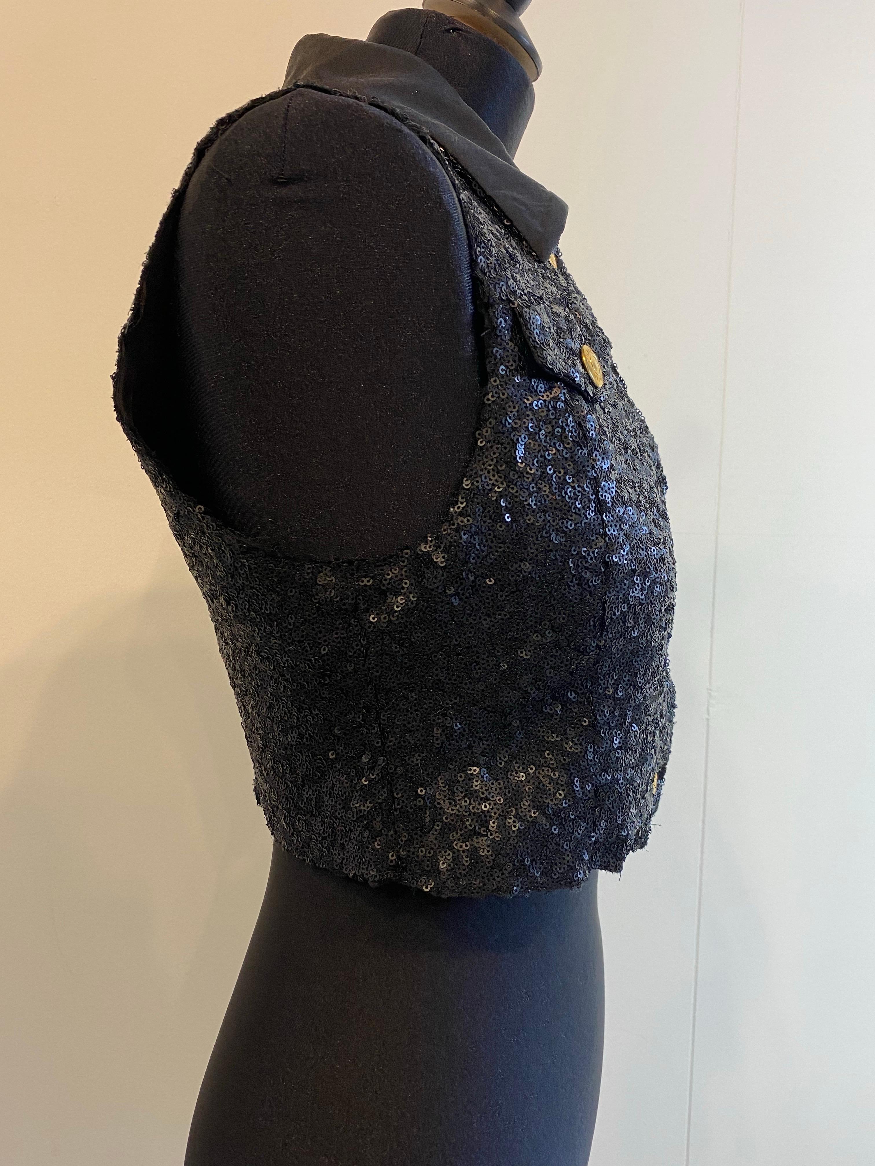 Black paillettes Pierre Balmain veste In Excellent Condition For Sale In Carnate, IT