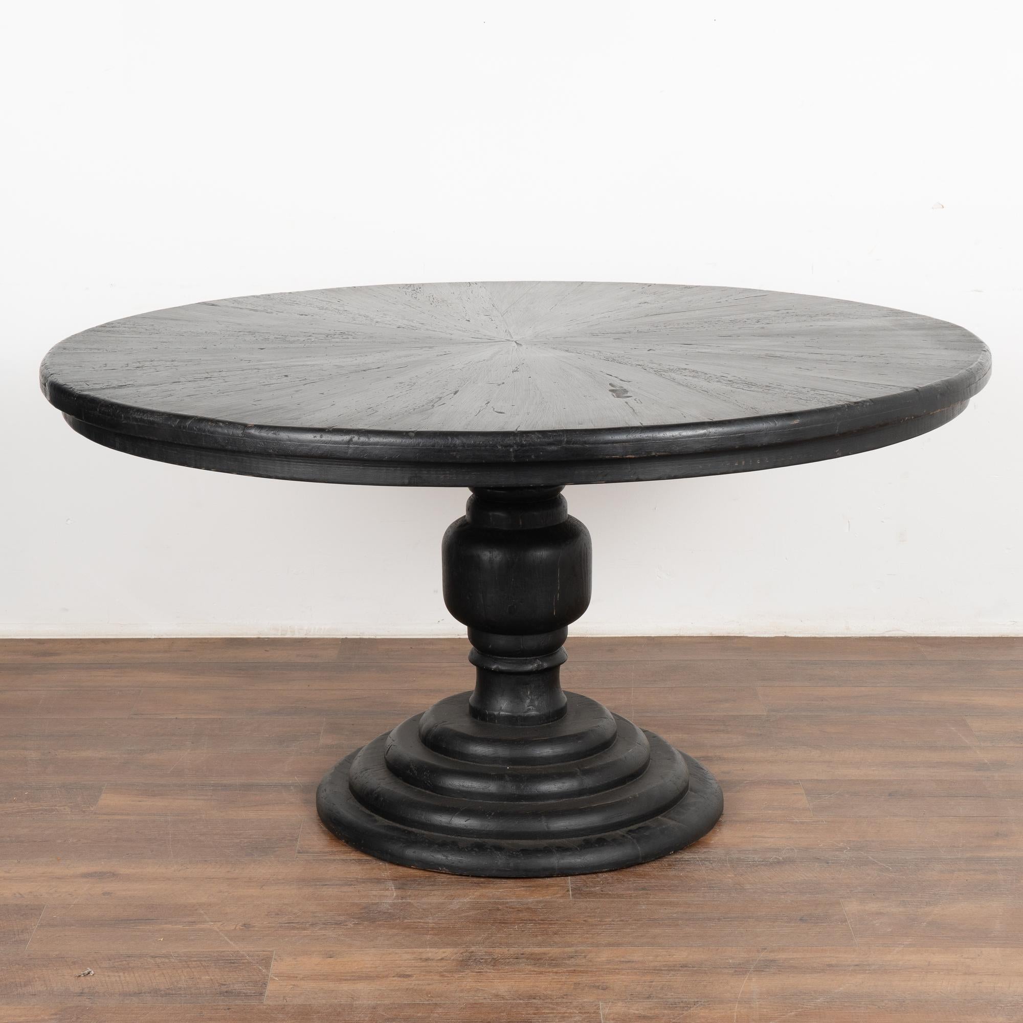 Black Painted 5' Round Pedestal Table, New 1
