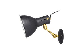 Black Painted Aluminum & Brass Mid-Century Adjustable Wall Lamps